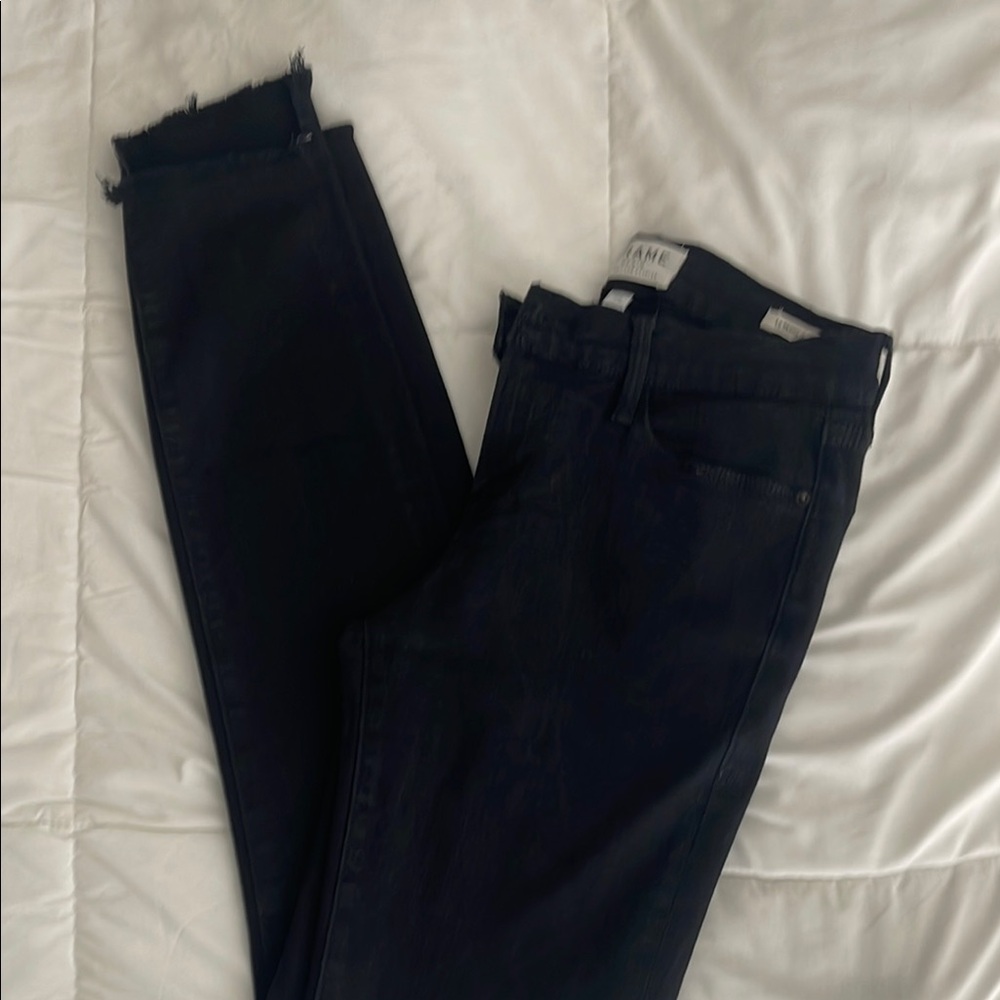Frame Le Skinny de Jeanne Black Ankle Cropped Jeans Sz 26